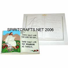 LOVE GOD BOOK PLASTER CRAFT MOLD 9" x 6"