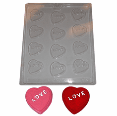 "LOVE" HEARTS CANDY / EMBED MOLD (12 WELL)
