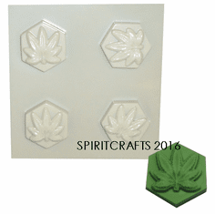 MARIJUANA POT LEAF HEXAGON SOAP MOLD, 4 ON 1