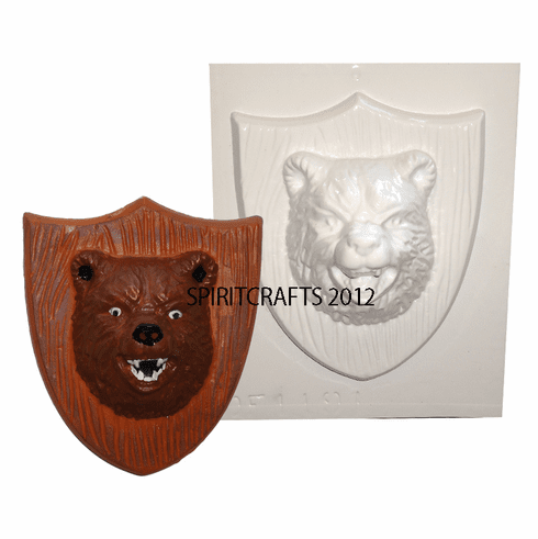 MOUNTED BEAR HEAD PLASTER MOLD (4.75" x 5.75")