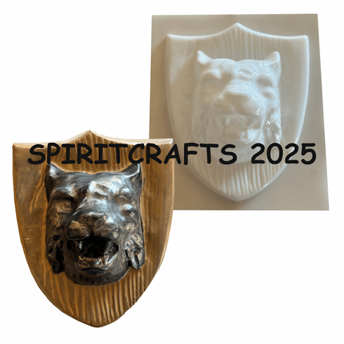 MOUNTED TIGER HEAD<BR>PLASTER MOLD (4.75" x 5.75")