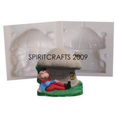 MUSHROOM WITH ELF CANDLE MOLD <br> (4.75" HT, 13 oz)