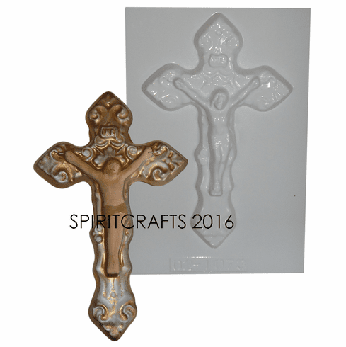 ORNATE IN RI <BR>CRUCIFIX PLASTER <BR<CRAFT MOLD (10.75" HT)