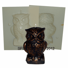OWL ON LOG<br>  CANDLE MAKING MOLD <br> (5" HT, 10.5 oz)