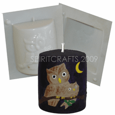 OWL PILLAR CANDLE <br> MAKING MOLD<br>  (3.5" HT, 5 oz)