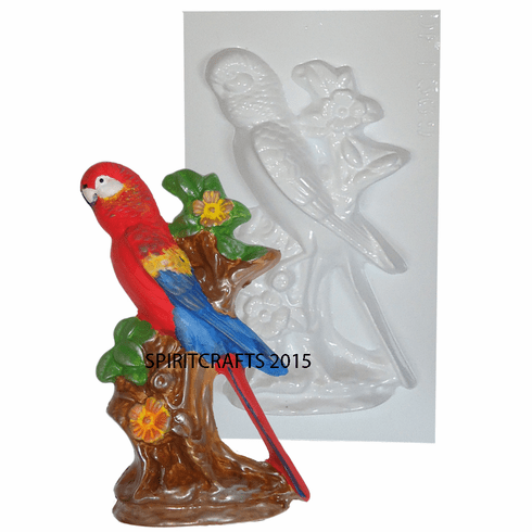 PARROT ON BRANCH<br> PLASTER CRAFT <br>MOLD (8.25" HT)