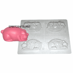 PIG (SIDE VIEW) SOAP MAKING MOLD, 4 WELL