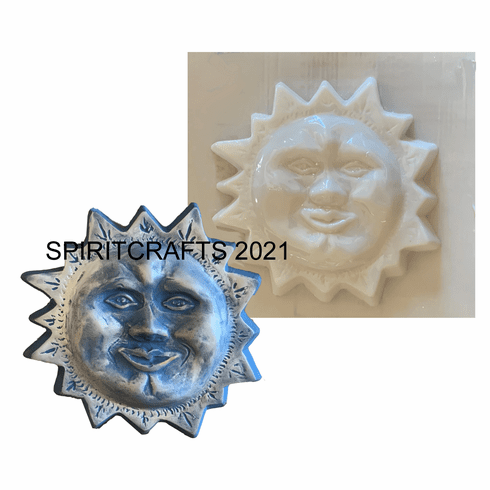 POINTED SUN FACE <br>PLASTER MOLD<br> (6.25" DIAMETER)