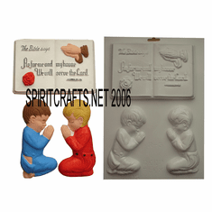 PRAYING BOY AND GIRL AND PRAYER BOOK MOLD (3 ON 1)
