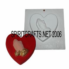 PRAYING HANDS HEART PLASTER CRAFT MOLD (3.75" x 4")