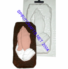 PRAYING HANDS RECTANGLE PLASTER MOLD (5.75" x 3.25")