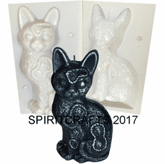 QUILTED CAT CANDLE MAKING MOLD (8" HT, 1 lb 3 oz)
