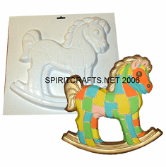 QUILTED ROCKING <br>HORSE PLASTER <br>MOLD (14" x 13")