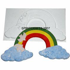 RAINBOW WITH PEACE DOVES PLASTER MOLD (17" x 9")