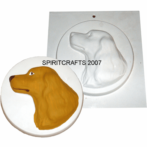 ROUND RETRIEVER DOG PLASTER CRAFT MOLD, 5.75" DIA