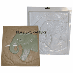 SAFARI ELEPHANT <br> PLASTER PLAQUE <br> MOLD (10" x 11")
