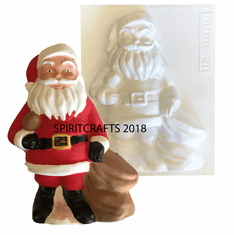SANTA WITH TOY SACK CHRISTMAS PLASTER MOLD (10" HT)
