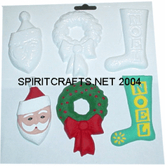 SANTA, WREATH AND NOEL STOCKING PLASTER MOLD