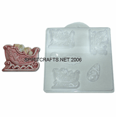SANTAS SLEIGH CHRISTMAS SOAP MAKING MOLD, 3 WELL