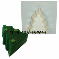 SMALL CHRISTMAS<br> TREE W STARS SOAP <br>CANDLE MOLD <br>(1.75" HT, 3 oz)