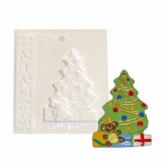 SMALL CHRISTMAS TREE WITH PRESENTS PLASTER MOLD (3" HT)