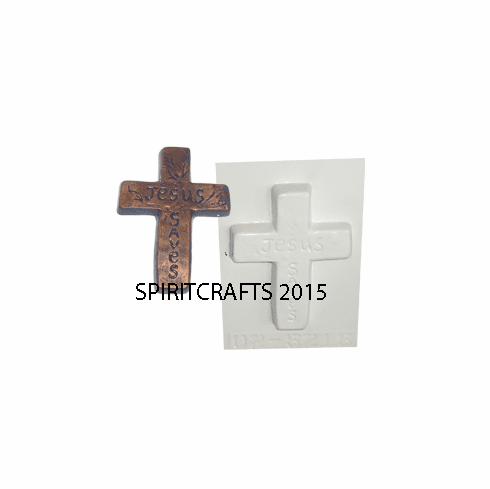 SMALL JESUS SAVES <BR>CROSS PLASTER MOLD<BR> (4.5" HT)