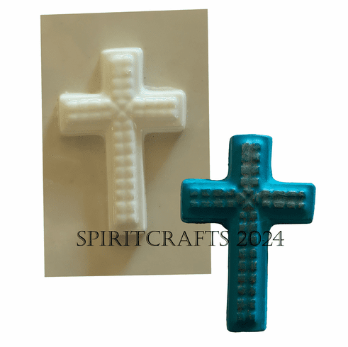 SMALL JEWELED <BR> CROSS PLASTER MOLD<BR> (4.25" x 2.75")