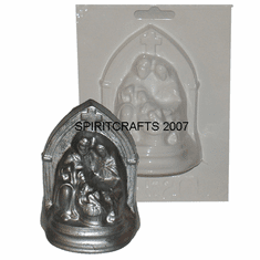 SMALL MANGER RELIGIOUS PLASTER MOLD (3.25" x 4.5")