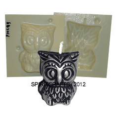 SMALL OWL CANDLE <br> SOAP MAKING MOLD<br>  (3" HT, 4 OZ)