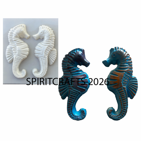 SMALL SEAHORSE <br>PLASTER MOLD<br> 2 on 1 (6.5" HT)