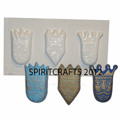 SMALL THREE KINGS CHRISTMAS PLASTER MOLD (3" HT)