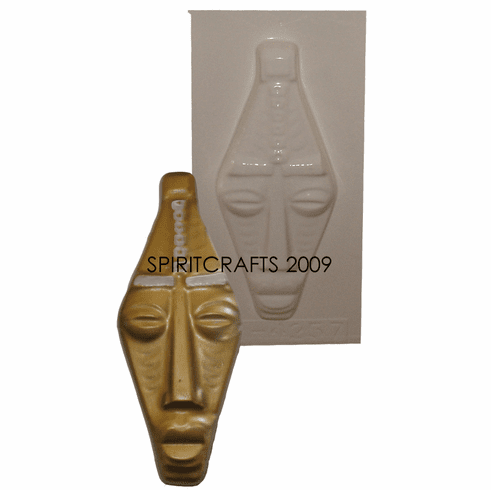SMALL TRIBAL MASK PLASTER MOLD, DIAMOND (7.25" HT)