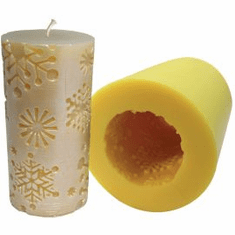 SNOWFLAKE PILLAR POLYURETHANE CANDLE MOLD (5 7/8" HT)