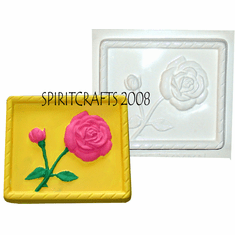 SQUARE ROSE PLAQUE PLASTER MOLD (6.25" x 5.5")