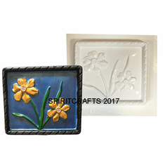 SQUARE WILDFLOWER PLASTER MOLD (6" x 5.5")