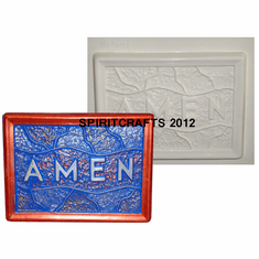 STAINED GLASS AMEN PLASTER MOLD (7.25" x 5.25")