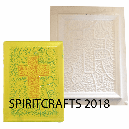 STAINED GLASS CROSS PLASTER CRAFT MOLD (7.5" x 5")
