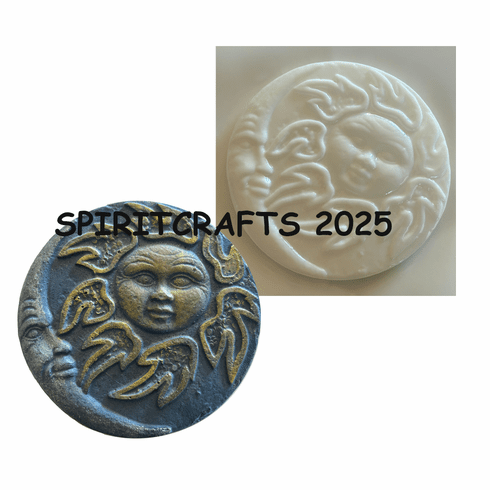 SUN AND MOON <BR> ROUND PLASTER <br>MOLD (6.5" DIA)