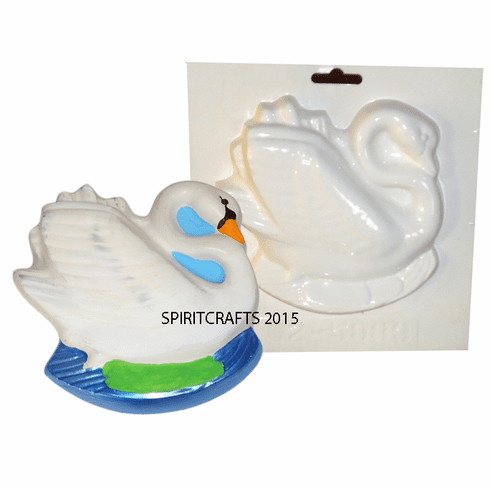 SWAN IN POND PLASTER CASTING MOLD (5.75" x 5.5")