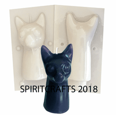 TALL CAT HEAD <br> CANDLE MOLD <br> (5.5" HT, 9.5 oz)