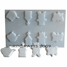 TEAPOT BEAR CHURCH BUTTERFLY SOAP MOLD (8 WELL)