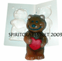 TEDDY BEAR HEART <BR>PLASTIC CANDLE<BR> MOLD<BR> (4" HT, 4 oz)