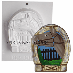 THOROUGHBRED AND HORSESHOE PLASTER MOLD (4.75" x 5.75")