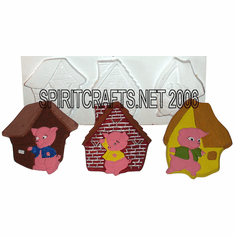 THREE LITTLE PIGS NURSERY RHYME PLASTER MOLD (3 WELL)