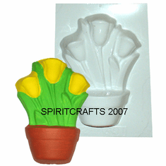 TULIPS IN FLOWER POT PLASTER MOLD (5.25" x 7.25")