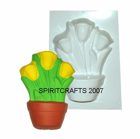TULIPS IN FLOWER POT PLASTER MOLD (5.25" x 7.25")
