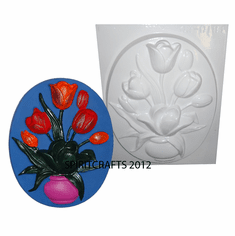 TULIPS IN VASE OVAL PLASTER MOLD (9" x 11.5")