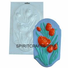 TULIPS PLAQUE FLORAL PLASTER MOLD (6" x 10.5")