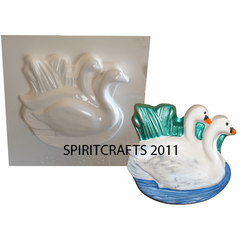 TWIN SWANS PLASTER CASTING MOLD (5.75" x 5.25")
