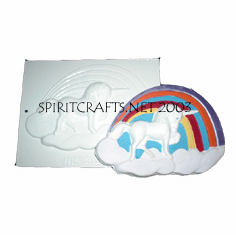 UNICORN AND <BR>RAINBOW PLASTER <BR>MOLD (10" x 7")